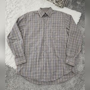 Scott Barber 100% Cotton Plaid Button down Shirt. Size Large. Good preowned cond